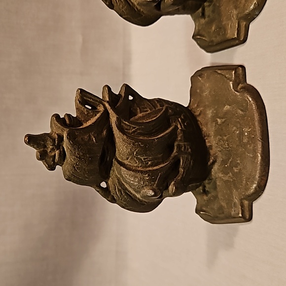 Vintage Cast Iron Bronze Plated Spanish Galleon Sailing Ship Bookends #584 - Picture 2 of 13